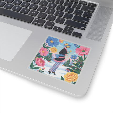 🌹🎄 The Golden Rose Of Winter Kiss-Cut Sticker – Art Deco Holiday Fantasy