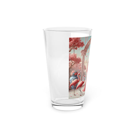 Petals, Porcelain, and Flamingos Pint Glass, 16oz