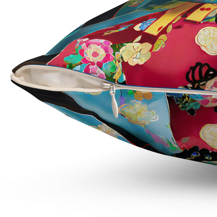 Cyberpunk Geisha Spun Polyester Square Pillow