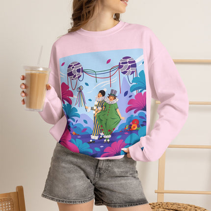 🎭🌸 The Garden Masquerade Crewneck Sweatshirt – Art Deco Floral Whimsy