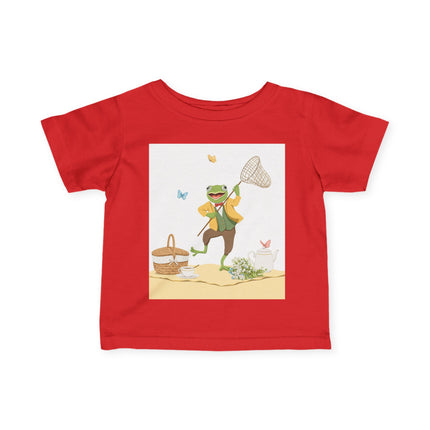 🐸🦋 The Little Butterfly Chasing Frog Infant Fine Jersey Tee – Whimsical Woodland Charm