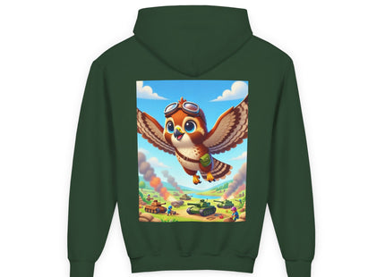 Red-Tailed Hawk in Battle Youth Heavy Blend Hooded Sweatshirt