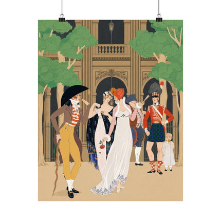 🌳🎩 La Merveilleuse au Palais Royal Matte Vertical Poster – George Barbier Art Deco Parisian Elegance