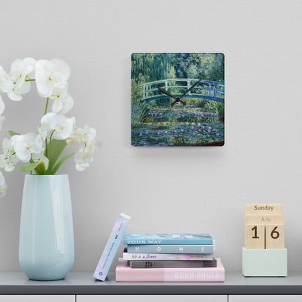 Water Lilies and Japanese Bridge by Claude Monet Acrylic Wall Clock, Round and Square