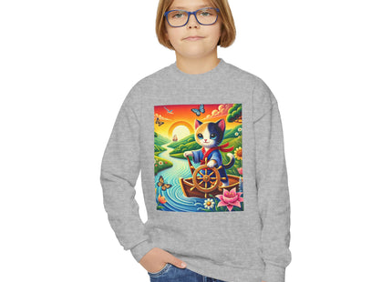 Sailor Kitten’s River Adventure Youth Crewneck Sweatshirt