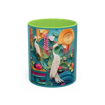 Elegant Egret Oasis Colorful Mugs (11oz, 15oz)
