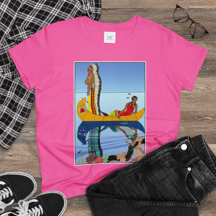 Le long du Missouri (Indian couple in a canoe on the Missouri River) by George Barbier Women's Midweight Cotton Tee