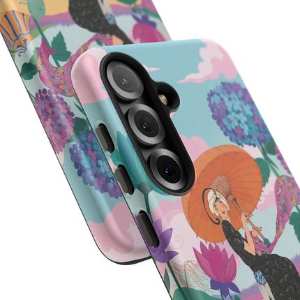 🌊☂️ The Lady Of The Flowered Seashore Phone Case – Art Deco Seaside Fashion