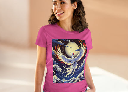 Majestic White Crane Women's Midweight Cotton Tee