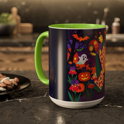 🌙🎃 The Moonlit Garden Masquerade Colorful Mug – Floral Halloween Charm
