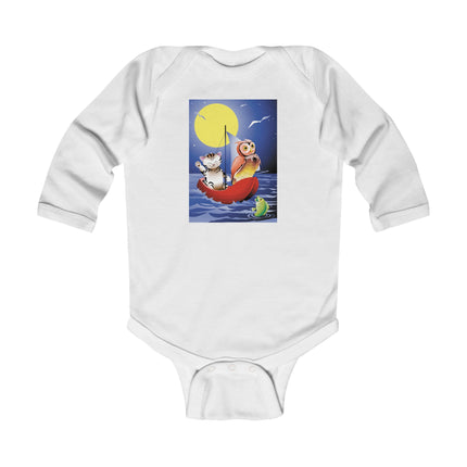 Embarking on a Moonlit Journey Long Sleeve Baby Bodysuit – Cozy Nights & Storybook Adventures