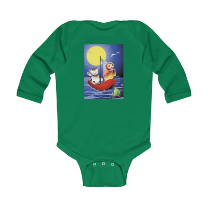 Embarking on a Moonlit Journey Long Sleeve Baby Bodysuit – Cozy Nights & Storybook Adventures