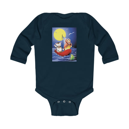 Embarking on a Moonlit Journey Long Sleeve Baby Bodysuit – Cozy Nights & Storybook Adventures