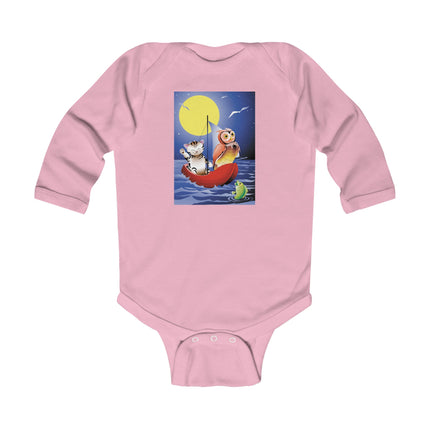 Embarking on a Moonlit Journey Long Sleeve Baby Bodysuit – Cozy Nights & Storybook Adventures