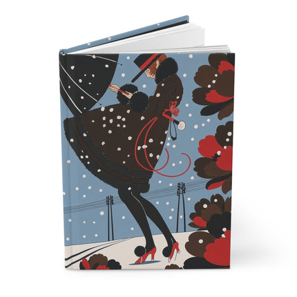 ❄️🌹 The Lady Of The Snowfall Garden Hardcover Journal – Art Deco Winter Fashion Whimsy