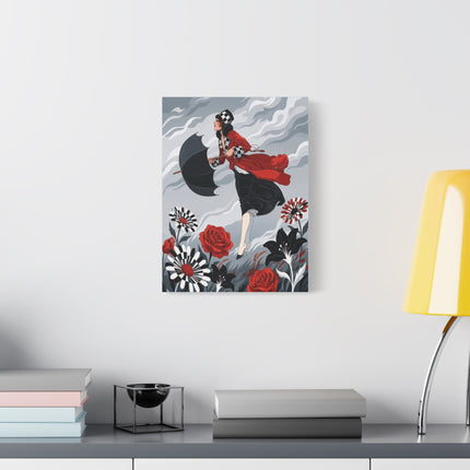 🌹☂️ The Lady In The Storm Placemat – Art Deco Floral Drama
