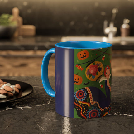 🏮🎃 The Lady Of Halloween Lanterns Colorful Mug – Colorful Art Deco Halloween Charm