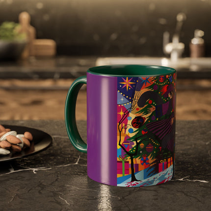 🎄✨ Christmas Among The Twinkling Trees Colorful Mug – Art Deco Holiday Fantasy