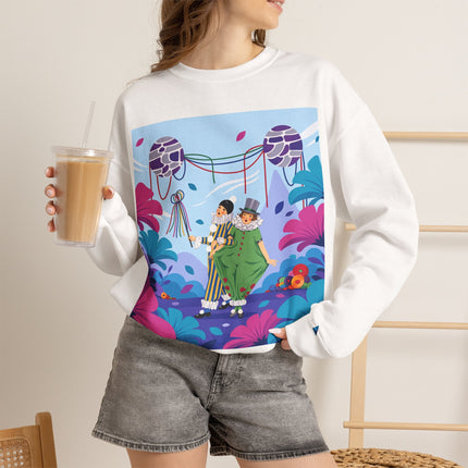 🎭🌸 The Garden Masquerade Crewneck Sweatshirt – Art Deco Floral Whimsy