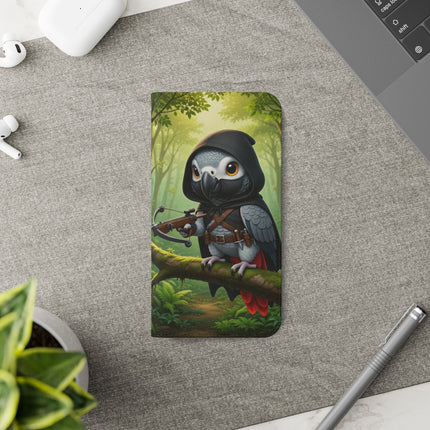 🪶🌲 The African Grey Sentinel Flip Case – Quiet Strength & Woodland Adventure