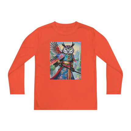 Cyberpunk Samurai Owl Youth Long Sleeve Competitor Tee – Futuristic Warrior & Neon Adventure