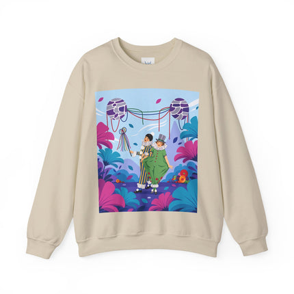 🎭🌸 The Garden Masquerade Crewneck Sweatshirt – Art Deco Floral Whimsy