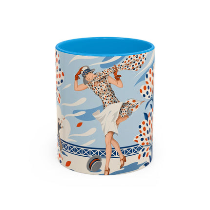 🌼🧡 The Polka Dot Wind Dancer Colorful Mug – Art Deco Fashion Whimsy