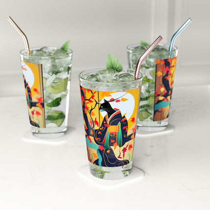 Black Cat in Kimono Glass, 16oz