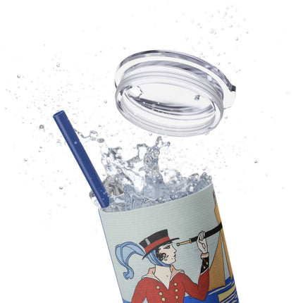 Costume de Yacht by George Barbier Skinny Tumbler with Straw, 20oz