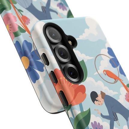 🦜🌺 The Lady Of The Garden Aviary Phone Case – Art Deco Floral Whimsy