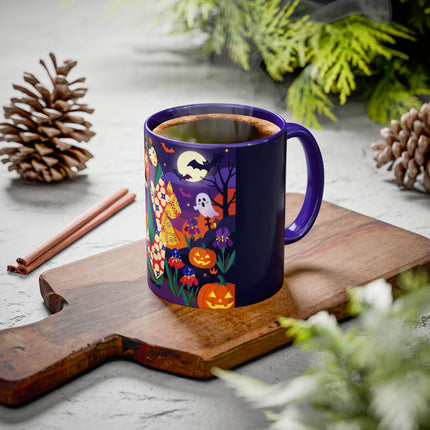 🌙🎃 The Moonlit Garden Masquerade Colorful Mug – Floral Halloween Charm