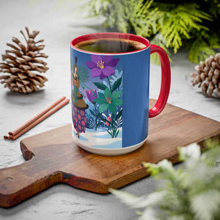 🌹❄️ The Holly Rose Of Winter Colorful Mug – Art Deco Christmas Garden