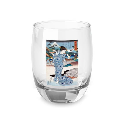 Japanese woman woodblock print by Keisai Eisen Whiskey Glass