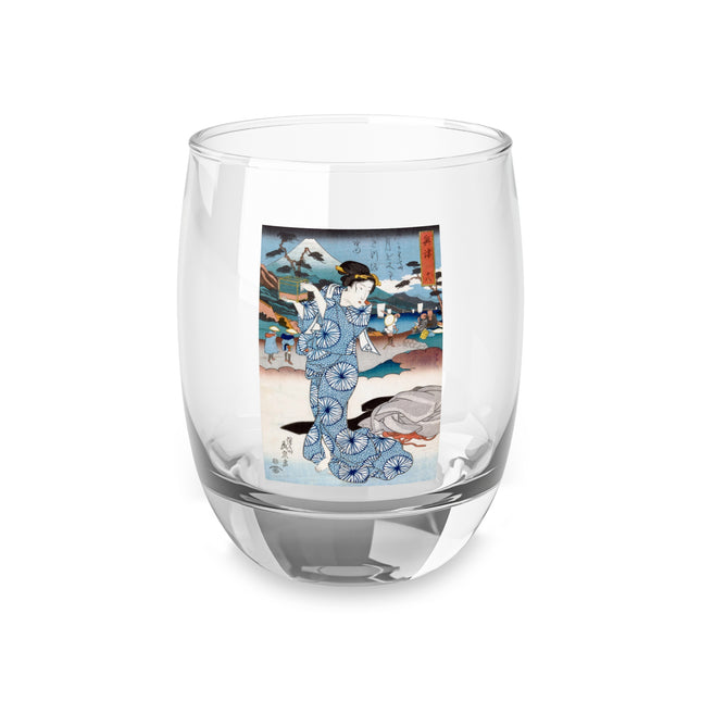 Japanese woman woodblock print by Keisai Eisen Whiskey Glass