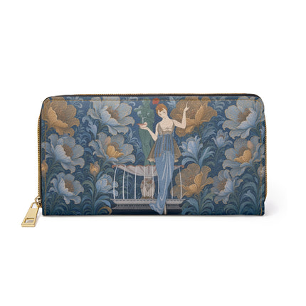 🌸🦚 The Enchanted Peacock Fountain Wallet – Art Deco Floral Elegance