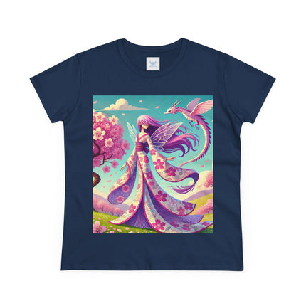 Petals in the Wind: The Kimono Fairy and the Sky Dragon Cotton Tee