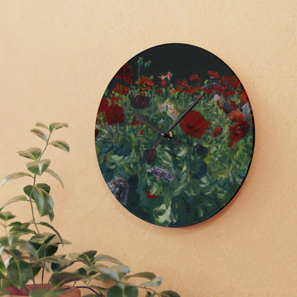 Poppies (A Study of Poppies for Carnation, Lily, Lily, Rose) by John Singer Sargent Acrylic Wall Clock, Round and Square