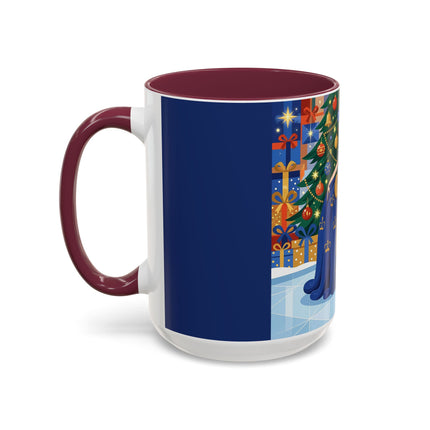 👑🎄 The Christmas Queen Of Golden Bells Colorful Mug – Art Deco Holiday Elegance