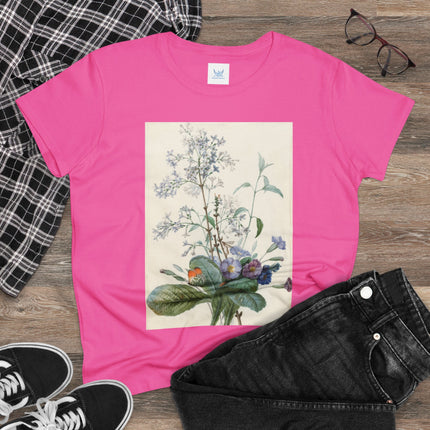 A Bouquet of Flowers with Insects by Pierre Joseph Redouté Women's Midweight Cotton Tee