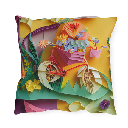 Origami Bicycle Outdoor Pillows
