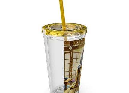 Playful Kitten in the Tea Room Sunsplash Tumbler with Straw, 16oz
