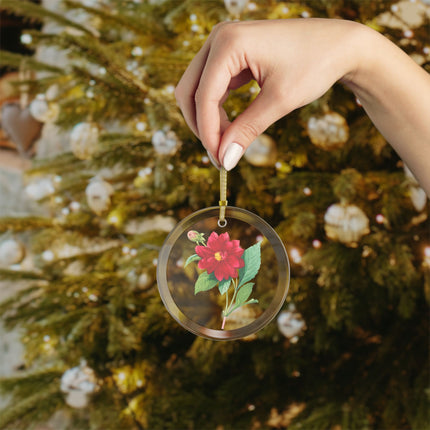 Dahlia botanical illustration by Pierre-Joseph Redouté Glass Ornament