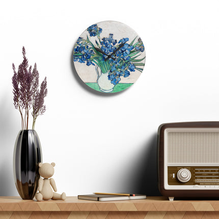 Irises by Vincent Van Gogh Acrylic Wall Clock, Round and Square