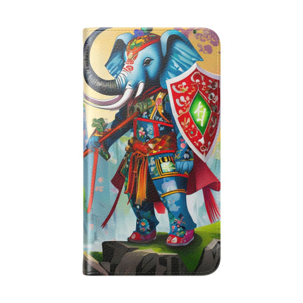 🐘⚔️ Cyberpunk Elephant Samurai Flip Case – Ancient Wisdom & Neon Power