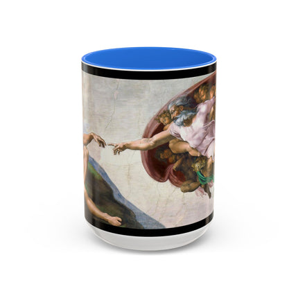 The Creation of Adam by Michelangelo Buonarroti Colorful Mugs (11oz, 15oz)