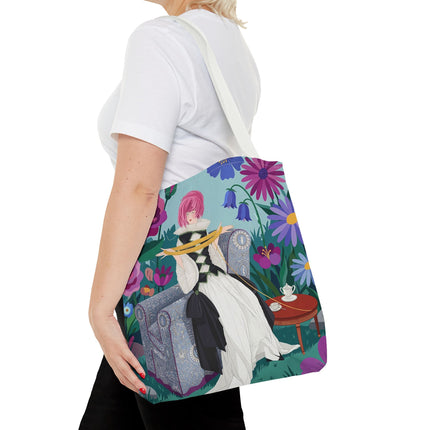 🌹🧶 The Lady Of The Golden Yarn Tote Bag – Art Deco Floral Elegance
