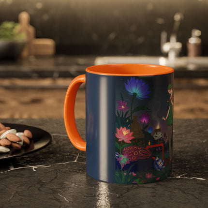 Moonlit Incense Ceremony Colorful Mugs – Art Deco Meditation Garden