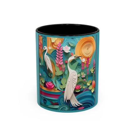 Elegant Egret Oasis Colorful Mugs (11oz, 15oz)