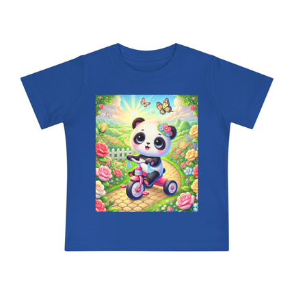 Panda’s Garden Ride Baby T-Shirt – Playful Adventure in Bloom