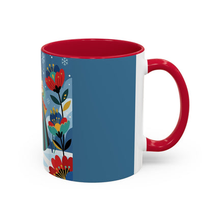❤️❄️ The Winter Heart Messenger Colorful Mug – Art Deco Snow Garden Fantasy